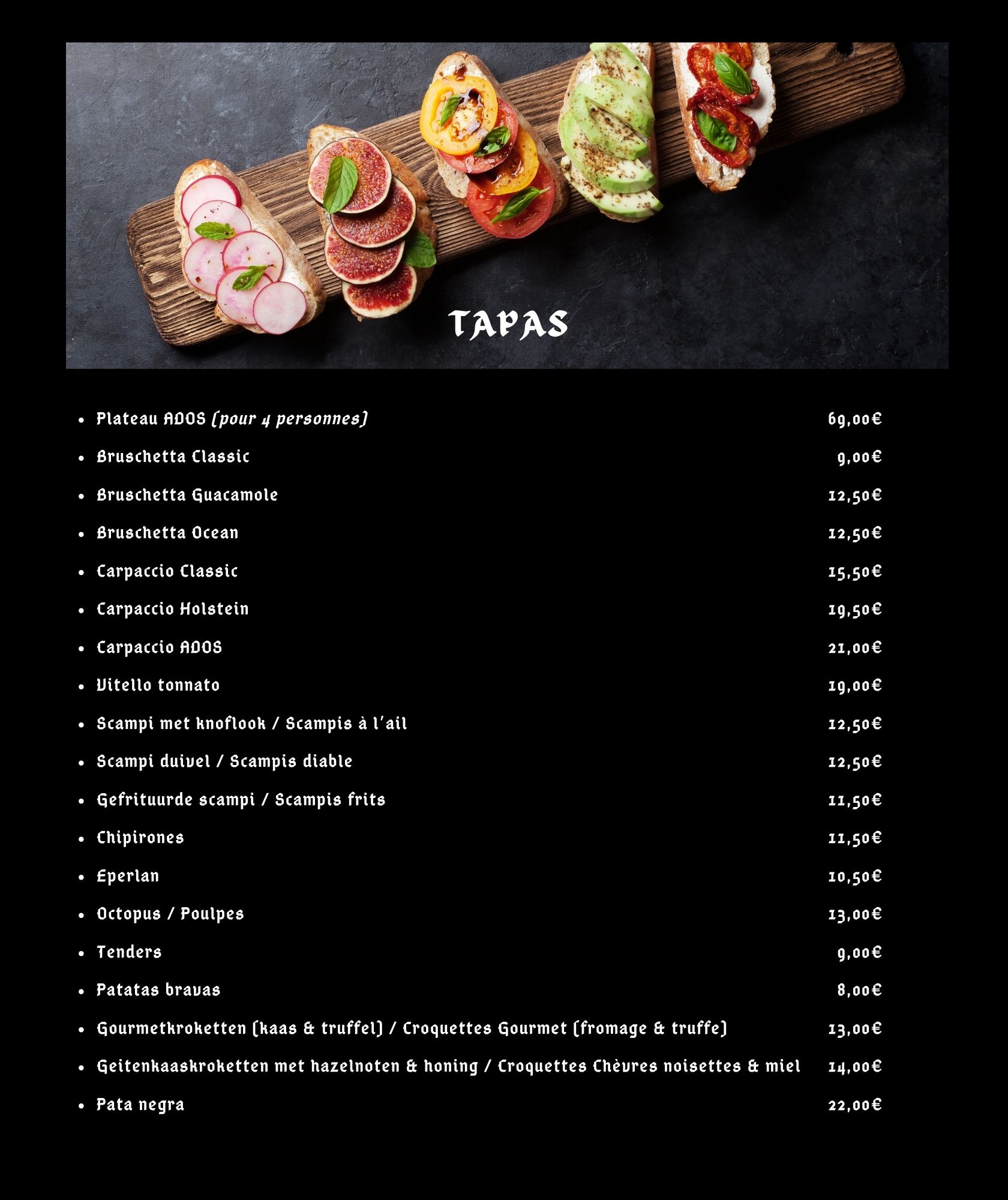 Tapas kaart
